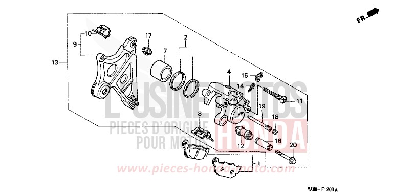 REAR BRAKE CALIPER for TRANSALP RADIANT RED METALLIC (R218K) from 1998