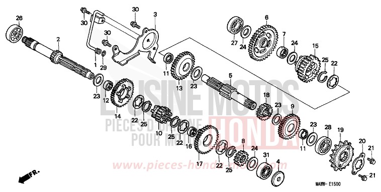 TRANSMISSION for TRANSALP RADIANT RED METALLIC (R218K) from 1997