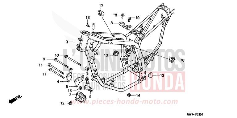 FRAME BODY for TRANSALP RADIANT RED METALLIC (R218K) from 1998