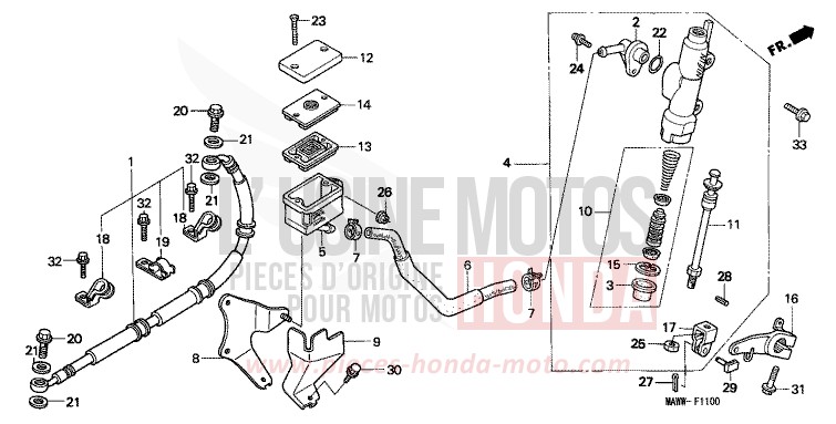 REAR BRAKE MASTER CYLINDER for TRANSALP RADIANT RED METALLIC (R218K) from 1997