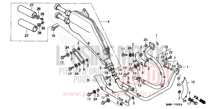 EXHAUST MUFFLER for TRANSALP RADIANT RED METALLIC (R218K) from 1997