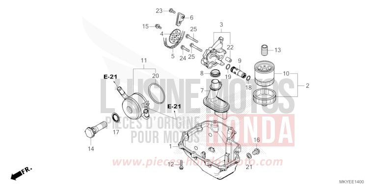 OIL PAN/OIL PUMP for CB650R CANDY CHROMOSPHERE RED (R381) from 2024