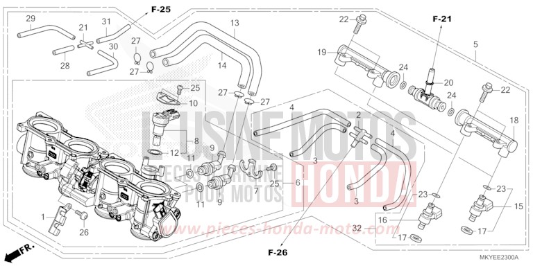 THROTTLE BODY for CB650R CANDY CHROMOSPHERE RED (R381) from 2024