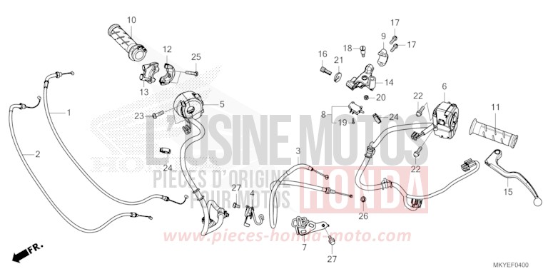 HANDLE LEVER/SWITCH/CABLE (CB650RA/CB650RAC) for CB650R CANDY CHROMOSPHERE RED (R381) from 2024