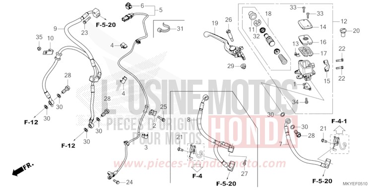FRONT BRAKE MASTER CYLINDER for CB650R CANDY CHROMOSPHERE RED (R381) from 2024