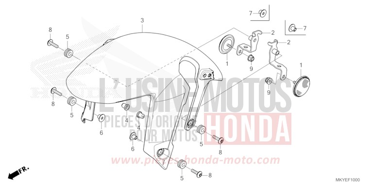 FRONT FENDER for CB650R CANDY CHROMOSPHERE RED (R381) from 2024