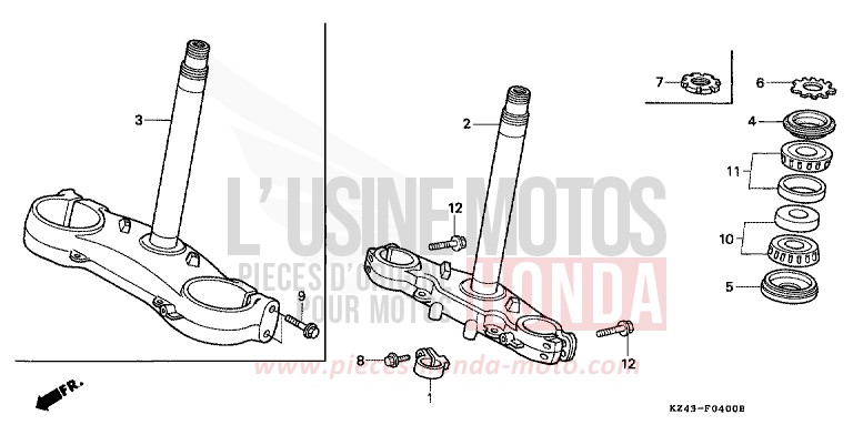 STEERING STEM (CR125RL/RM/RN/RP/RR) for CR125R NEUCLEAR RED (R177) from 1992