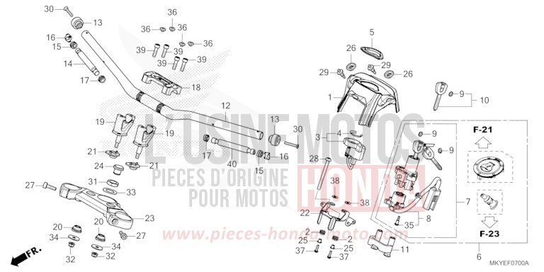 HANDLE PIPE/TOP BRIDGE (CB650RA/CB650RAC) for CB650R MAT LAUREL GREEN METALLIC (G207) from 2024
