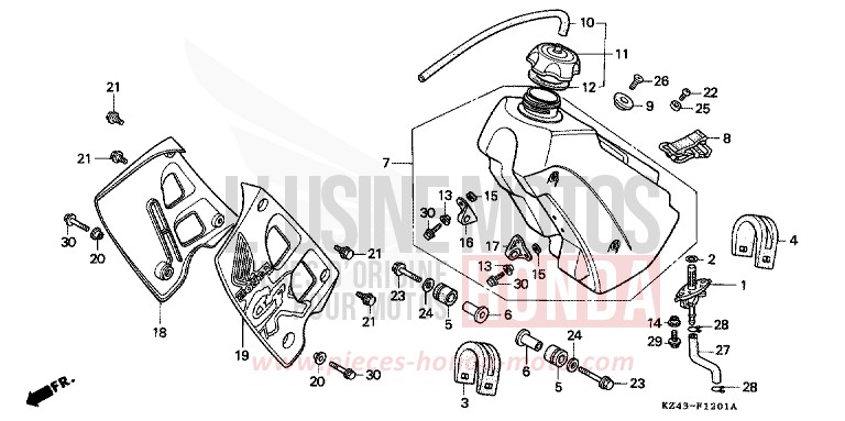 FUEL TANK (CR125RM/RN) for CR125R NEUCLEAR RED (R177) from 1992