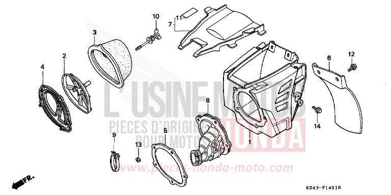 AIR CLEANER (CR125RM/RN) for CR125R NEUCLEAR RED (R177) from 1992