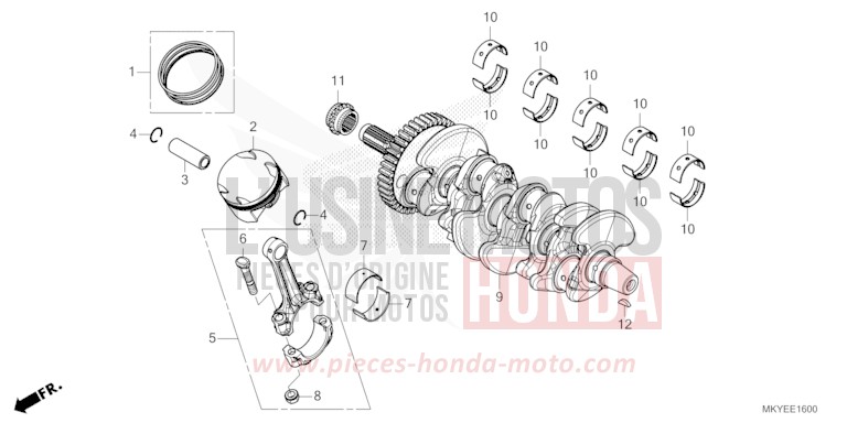 CRANKSHAFT/PISTON for CB650R CANDY CHROMOSPHERE RED (R381) from 2024