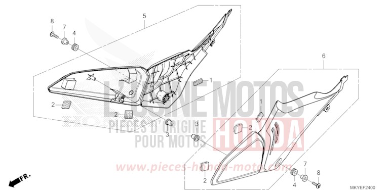 SIDE COVER for CB650R CANDY CHROMOSPHERE RED (R381) from 2024