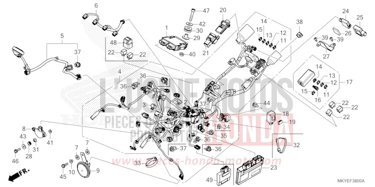 WIRE HARNESS for CB650R CANDY CHROMOSPHERE RED (R381) from 2024
