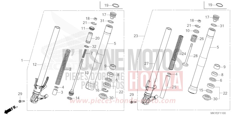 FRONT FORK for CB650R MAT LAUREL GREEN METALLIC (G207) from 2024