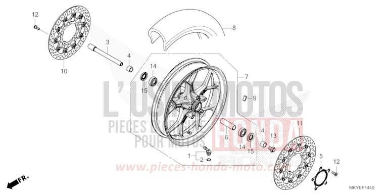 FRONT WHEEL for CB650R MAT LAUREL GREEN METALLIC (G207) from 2024
