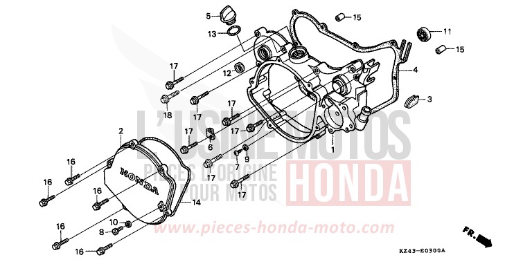 RIGHT CRANKCASE COVER for CR125R NEUCLEAR RED (R177) from 1993