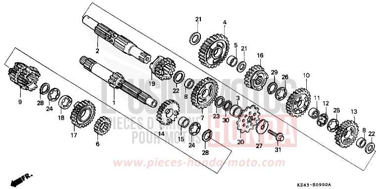 TRANSMISSION for CR125R NEUCLEAR RED (R177) from 1993