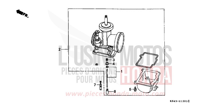CARBURETOR OPTIONAL PARTS KIT for CR125R NEUCLEAR RED (R177) from 1993