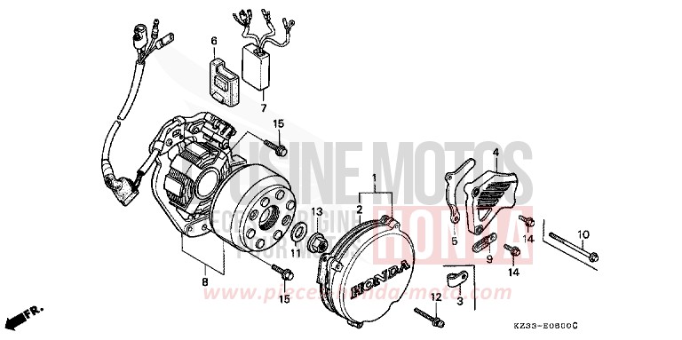 GENERATOR/CDI UNIT/LEFT CRANKCASE COVER for CR250R NEUCLEAR RED (R177) from 1995