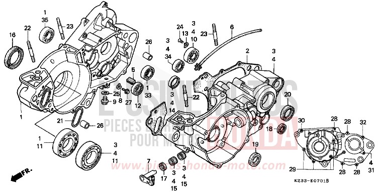 CRANKCASE for CR250R NEUCLEAR RED (R177) from 1995