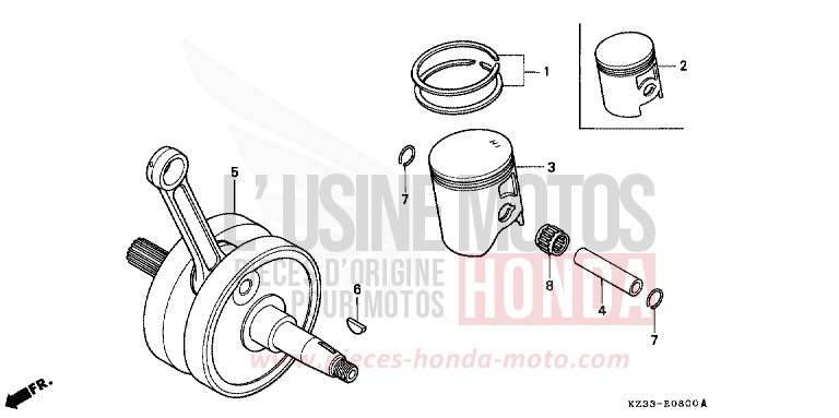 CRANKSHAFT/PISTON for CR250R NEUCLEAR RED (R177) from 1995