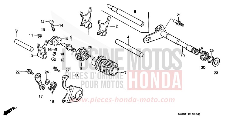 GEARSHIFT DRUM for CR250R NEUCLEAR RED (R177) from 1995