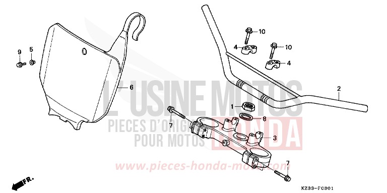HANDLE PIPE/TOP BRIDGE for CR250R NEUCLEAR RED (R177) from 1995