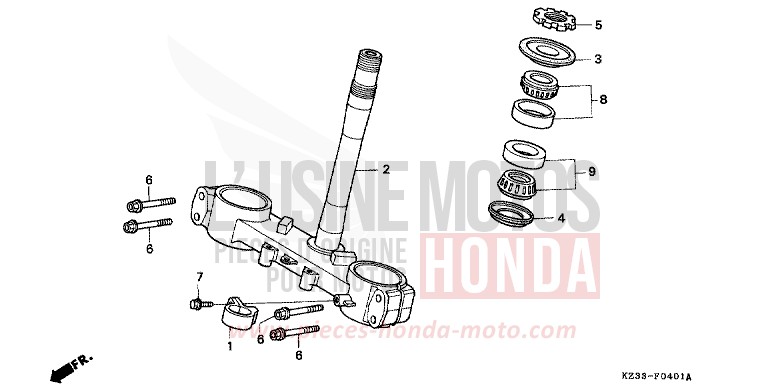 STEERING STEM for CR250R NEUCLEAR RED (R177) from 1995