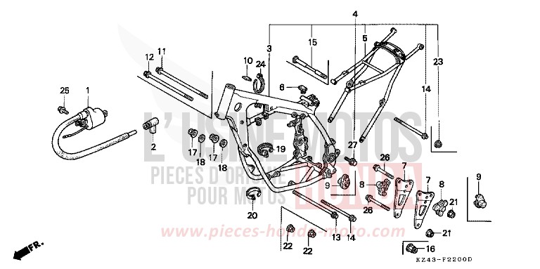 FRAME BODY/IGNITION COIL for CR125R NEUCLEAR RED (R177) from 1993