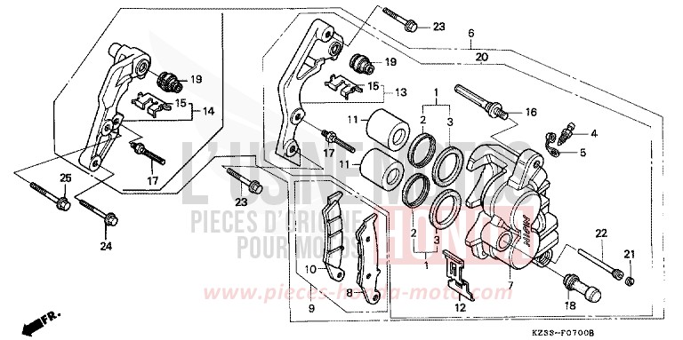 FRONT BRAKE CALIPER for CR250R NEUCLEAR RED (R177) from 1995