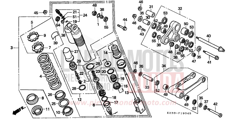 REAR CUSHION for CR250R NEUCLEAR RED (R177) from 1995