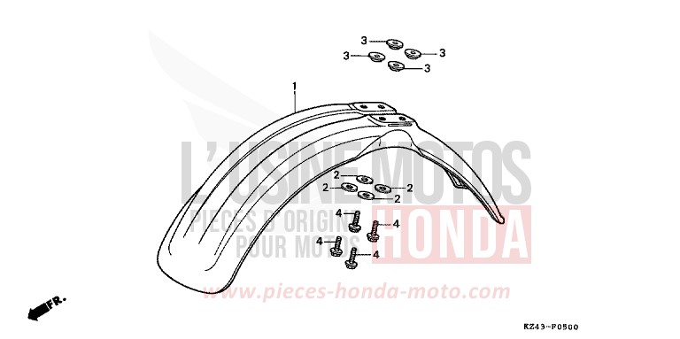PARAFANGO ANTERIORE per CR125R NEUCLEAR RED (R177) del 1994