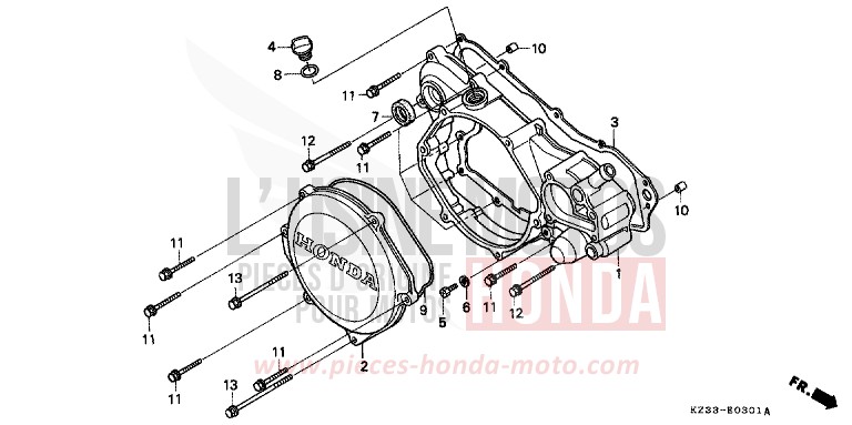 RIGHT CRANKCASE COVER for CR250R NEUCLEAR RED (R177) from 1996