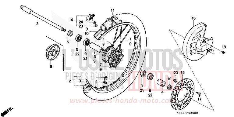 FRONT WHEEL for CR250R NEUCLEAR RED (R177) from 1996
