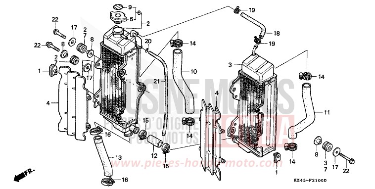 RADIATORE per CR125R NEUCLEAR RED (R177) del 1994