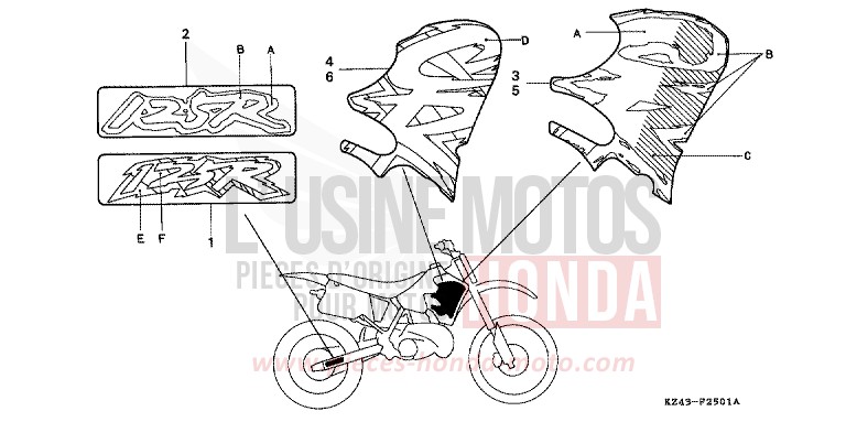 MARK (CR125RP/RR) for CR125R NEUCLEAR RED (R177) from 1994