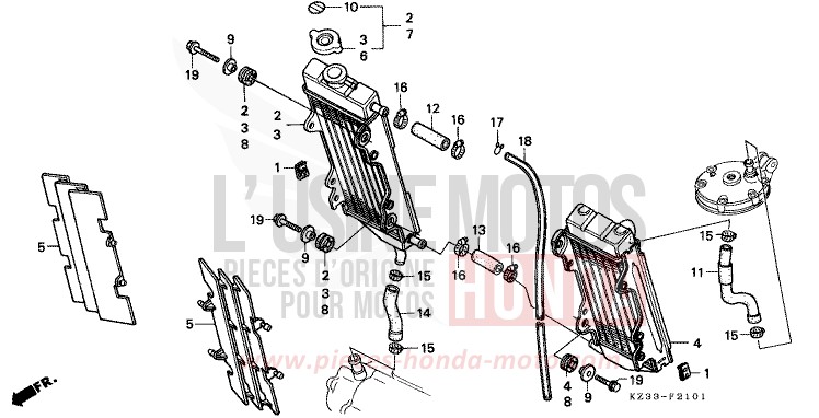 RADIATORE per CR250R NEUCLEAR RED (R177) del 1996