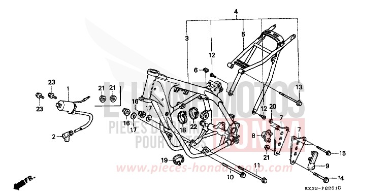 FRAME BODY/ IGNITION COIL for CR250R NEUCLEAR RED (R177) from 1996