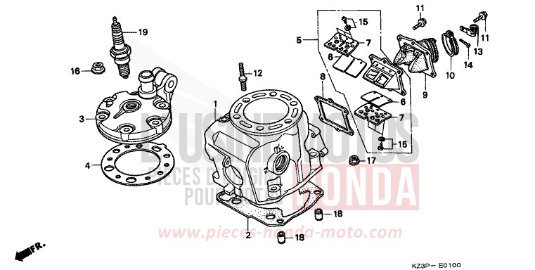 CYLINDER HEAD for CR250R NEUCLEAR RED (R177) from 1997