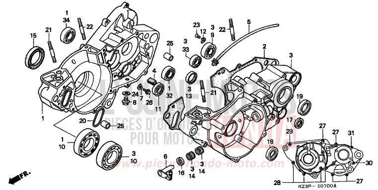 CRANKCASE for CR250R NEUCLEAR RED (R177) from 1997