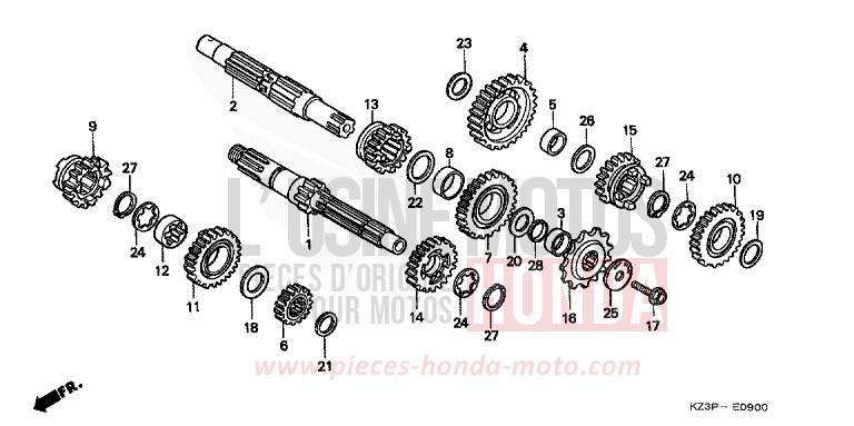TRANSMISSION for CR250R NEUCLEAR RED (R177) from 1997