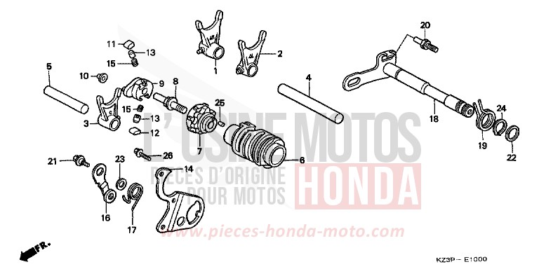 GEARSHIFT DRUM for CR250R NEUCLEAR RED (R177) from 1997