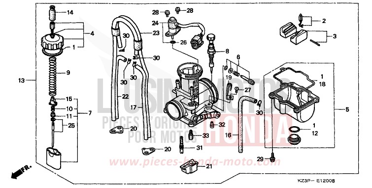 CARBURETOR (1) for CR250R NEUCLEAR RED (R177) from 1997