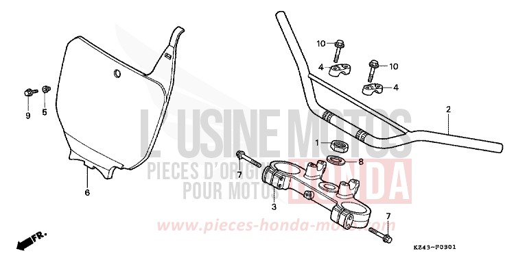 HANDLE PIPE/TOP BRIDGE (CR125RS/RT/RV) for CR125R NEUCLEAR RED (R177) from 1995