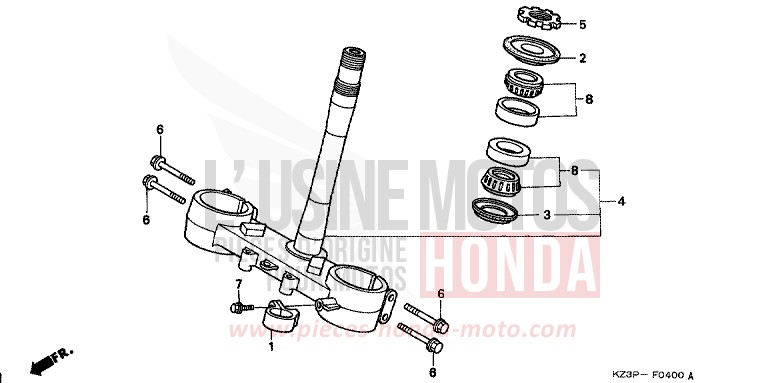 STEERING STEM for CR250R NEUCLEAR RED (R177) from 1997