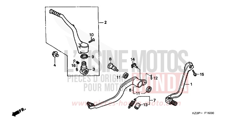 PEDAL for CR250R NEUCLEAR RED (R177) from 1997