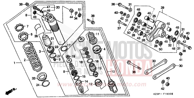 REAR CUSHION (1) for CR250R NEUCLEAR RED (R177) from 1997