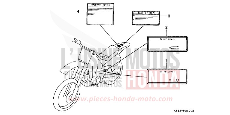CAUTION LABEL for CR125R NEUCLEAR RED (R177) from 1995