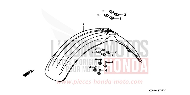 PARAFANGO ANTERIORE per CR250R NEUCLEAR RED (R177) del 1998