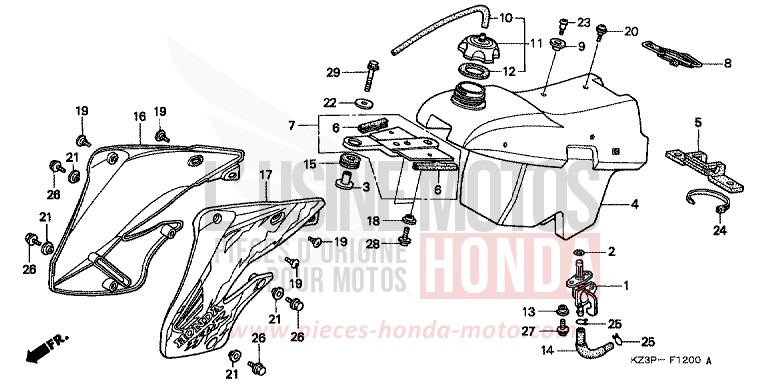 FUEL TANK for CR250R NEUCLEAR RED (R177) from 1998